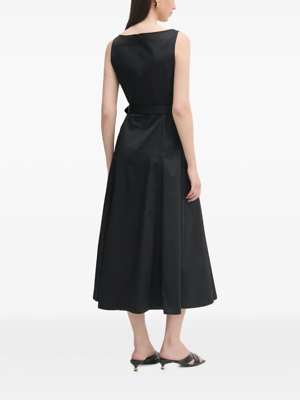 LUISA SPAGNOLI Poltrona midi-jurk met ceintuur en knopen Zwart