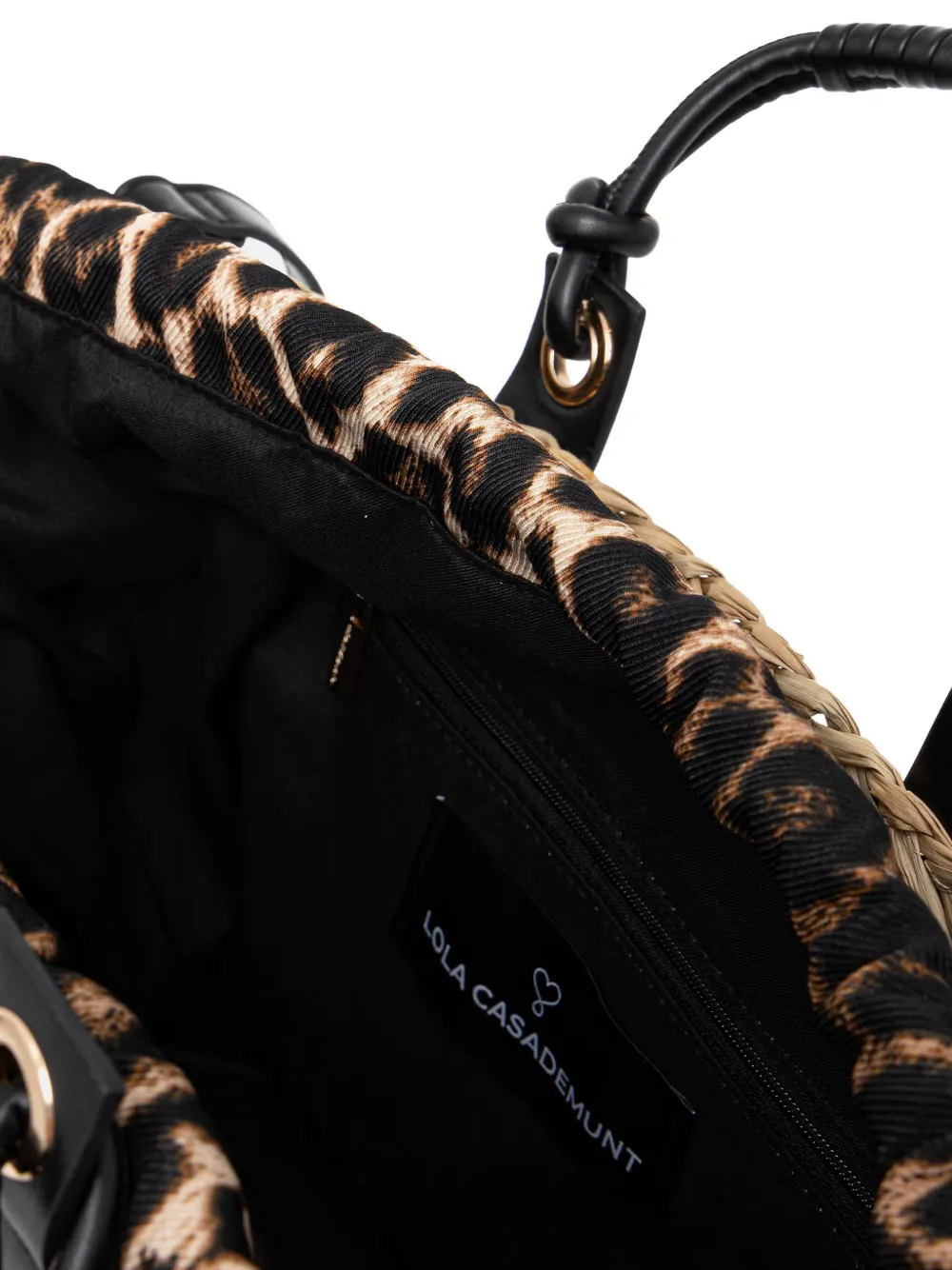 Lola Casademunt Geweven shopper met luipaardprint Beige