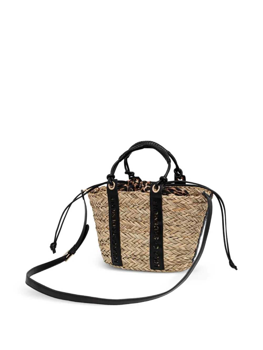 Lola Casademunt Geweven shopper met luipaardprint Beige