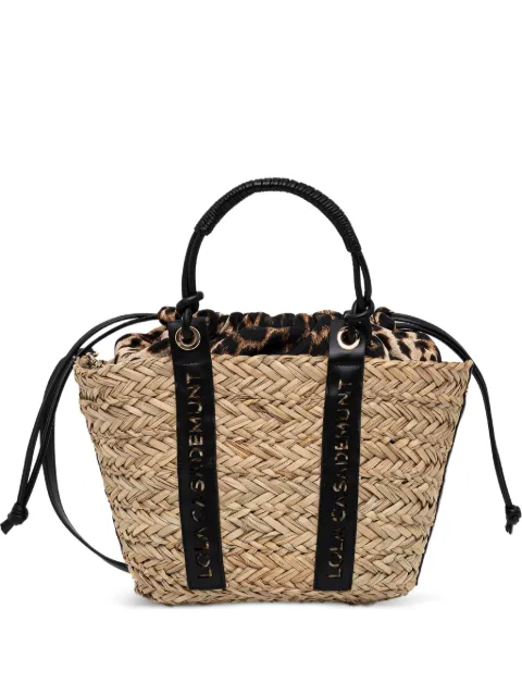Lola Casademunt tote entretejido con estampado de leopardo