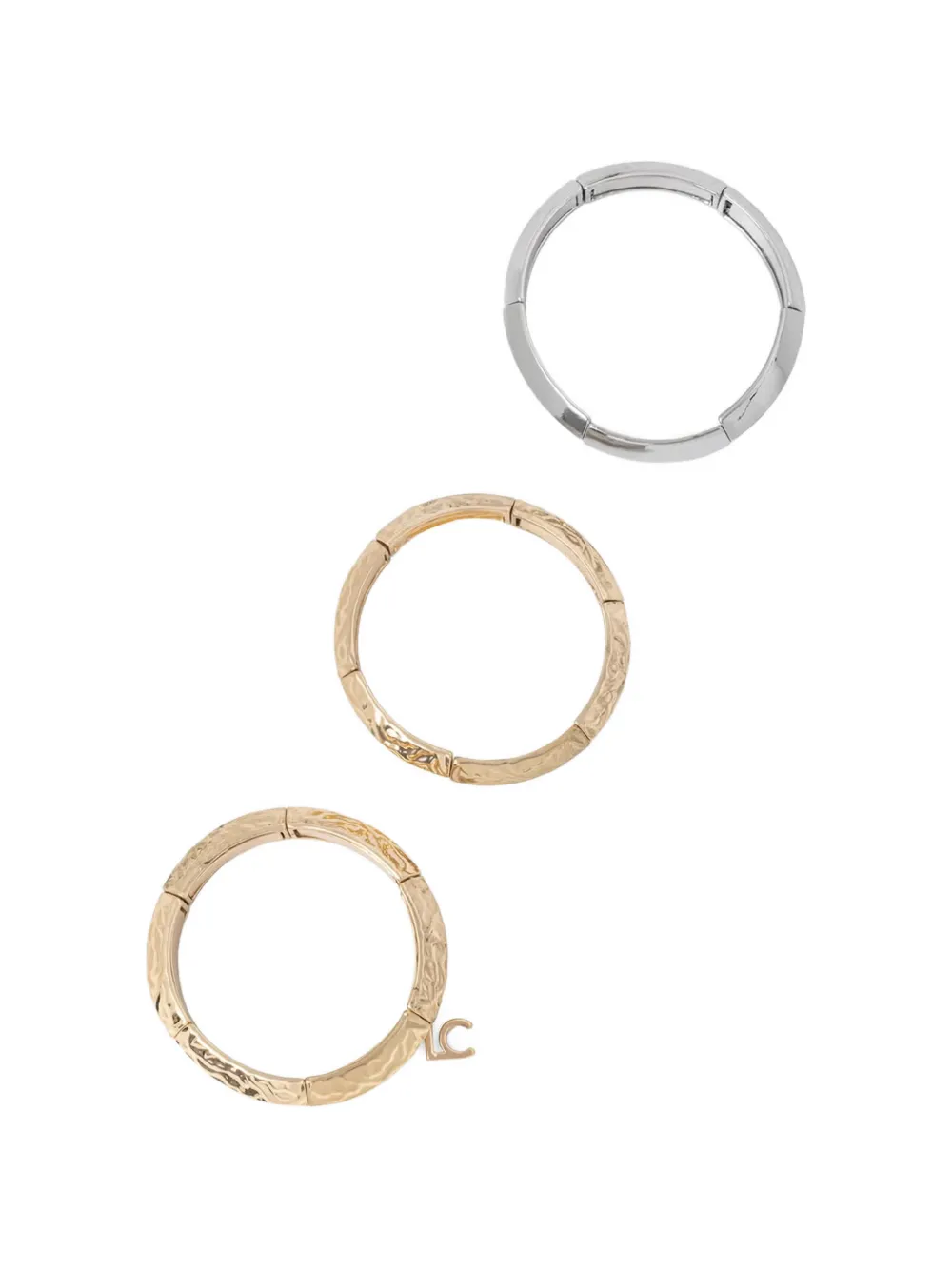 Lola Casademunt logo-charm hammered-effect bracelets (set of three) - Oro