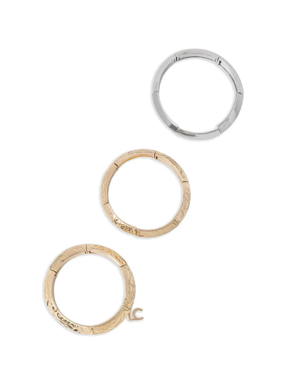 Lola Casademunt logo-charm hammered-effect bracelets (set of three) - Oro