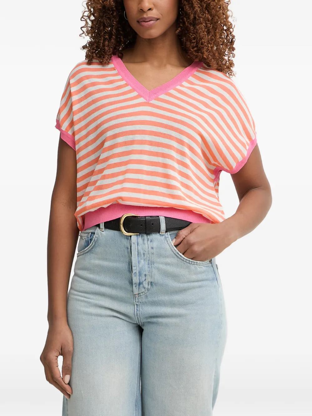 Lola Casademunt striped V-neck sweater - Arancione