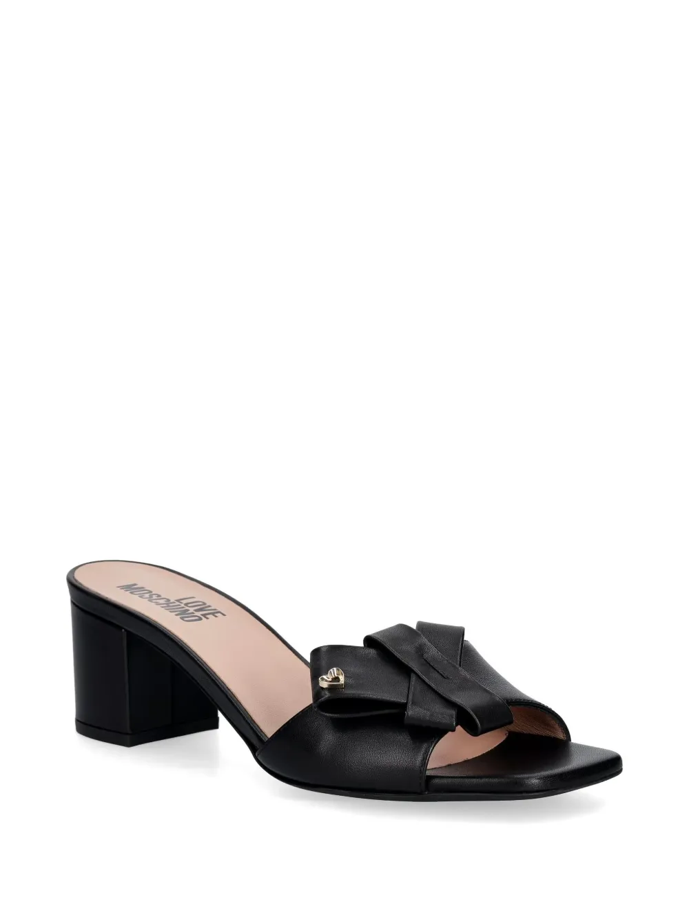 Love Moschino bow-detail heart-plaque sandals Zwart
