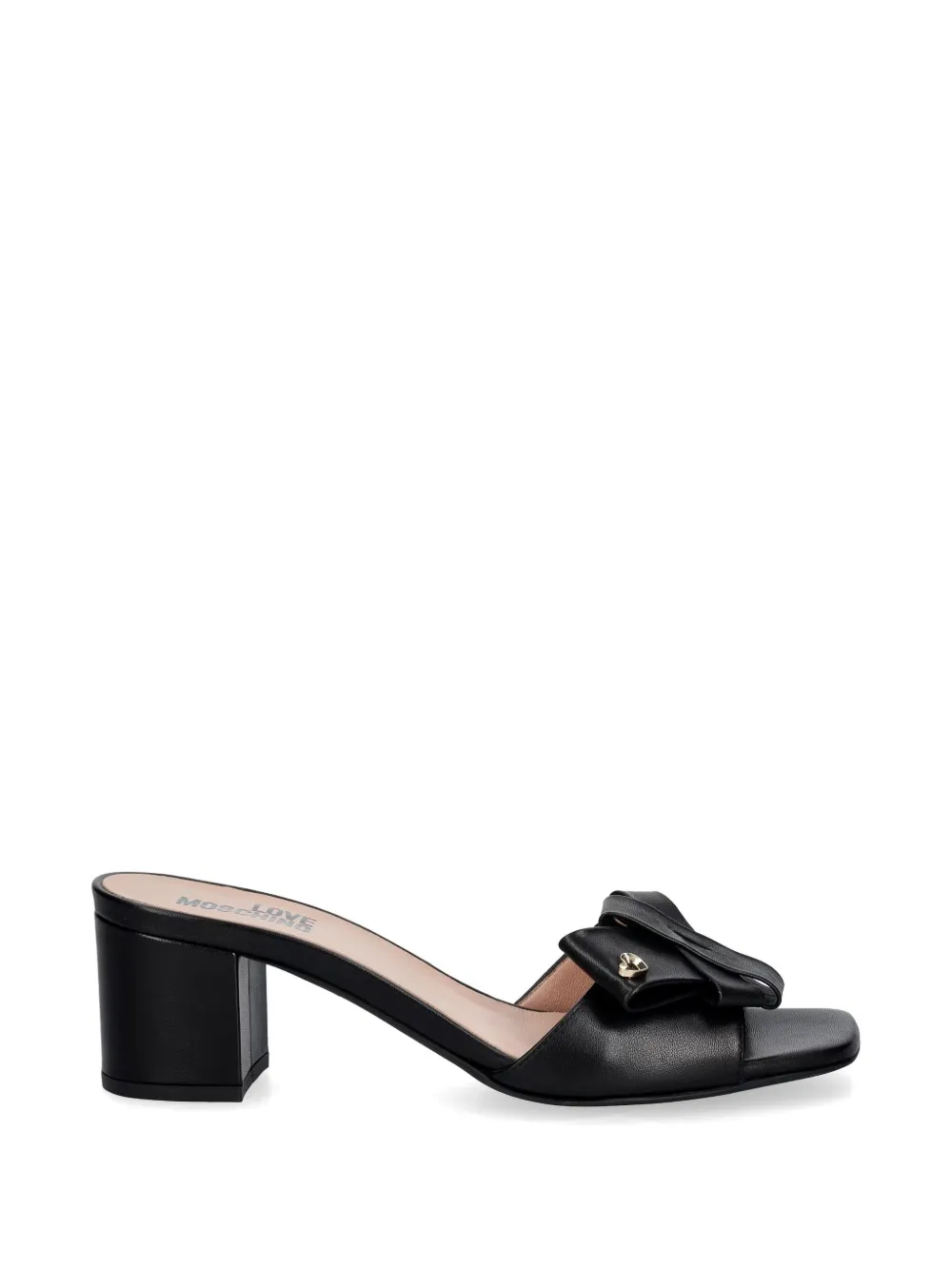 Love Moschino Bow-detail Heart-plaque Sandals In Black