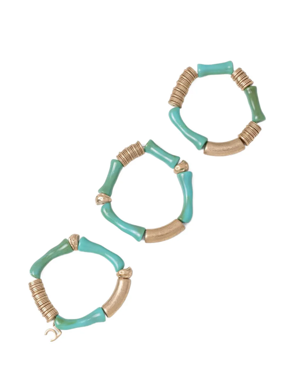 Lola Casademunt beaded logo-charm bracelets (set of three) - Oro