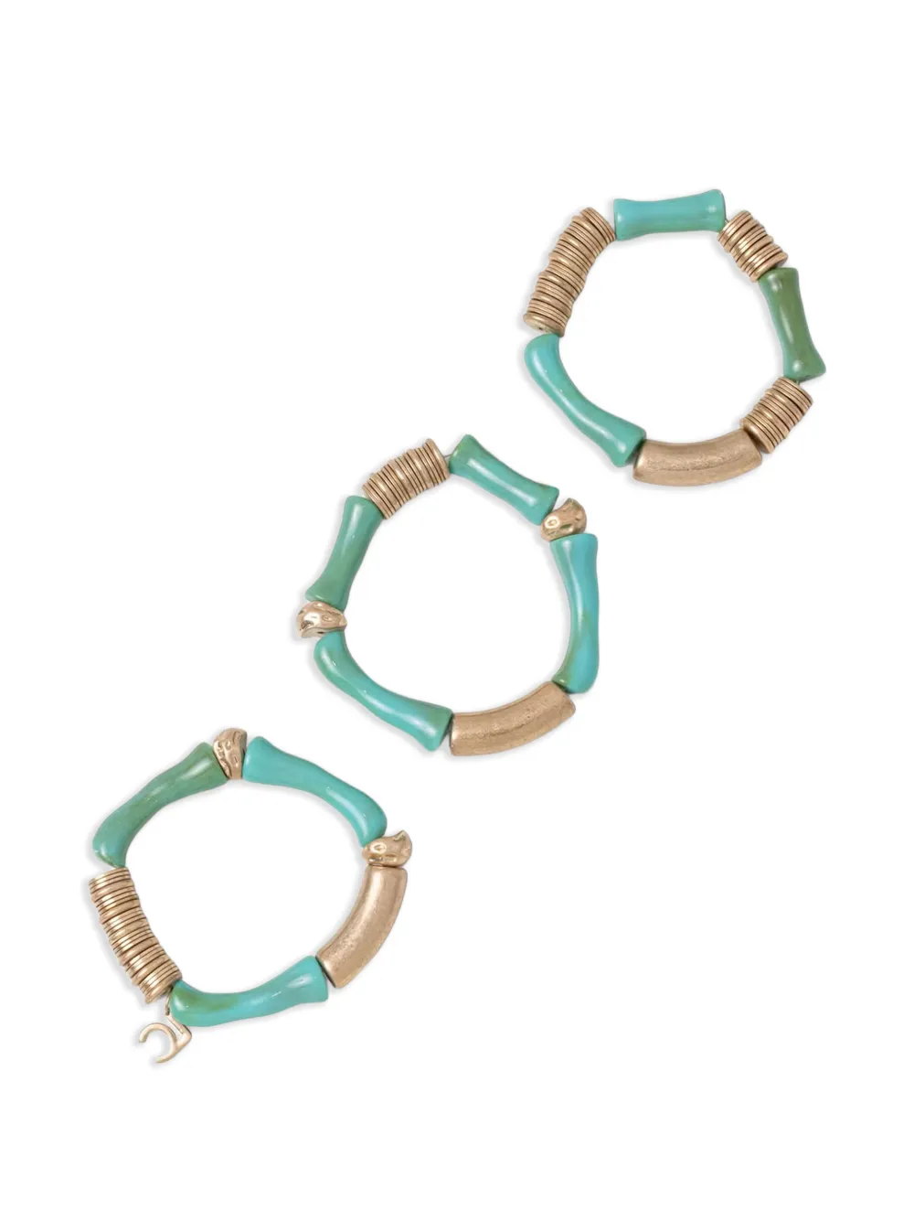 Lola Casademunt beaded logo-charm bracelets (set of three) - Oro