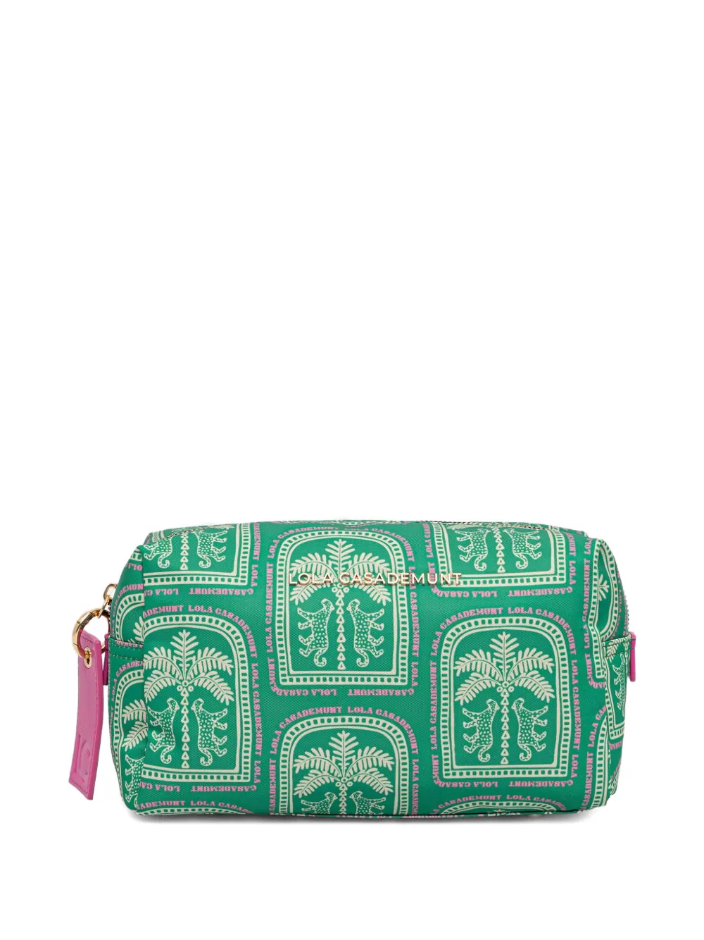 Lola Casademunt logo-lettering graphic-print make-up bag - Verde