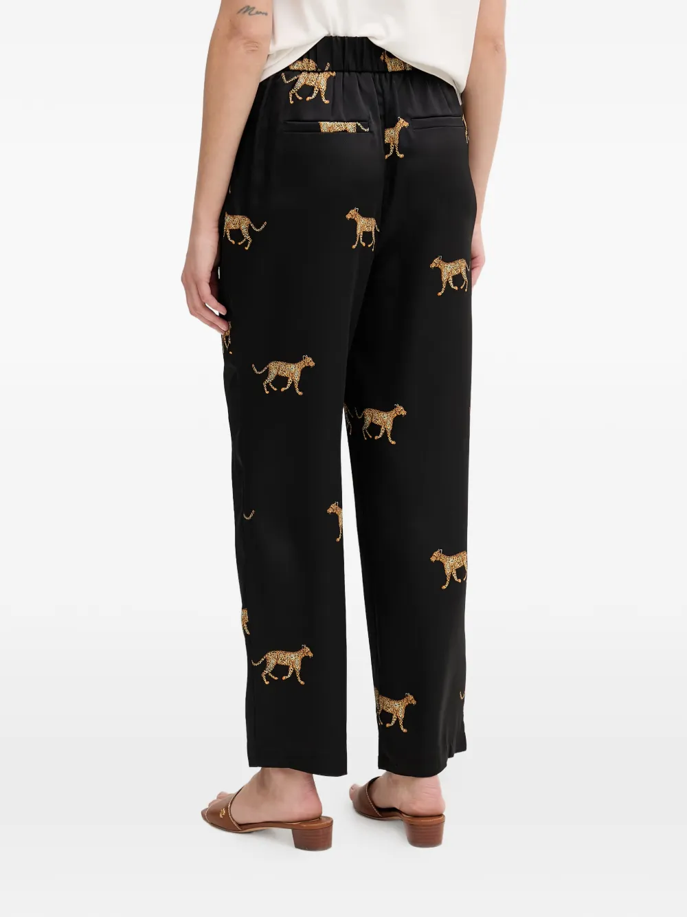 Lola Casademunt Broek met luipaardprint en trekkoord Zwart