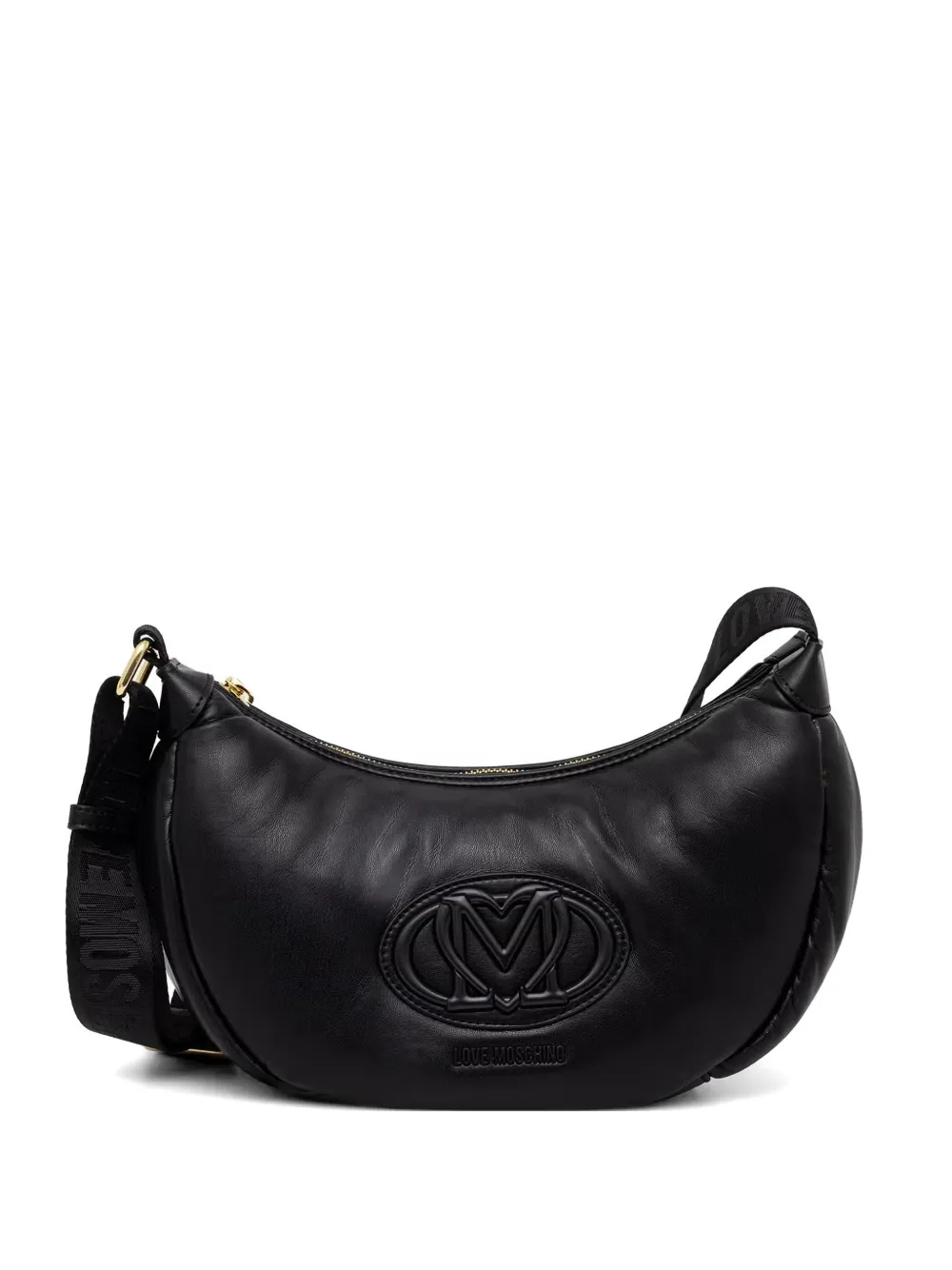 Love Moschino logo-plaque crescent-shape shoulder bag - Nero