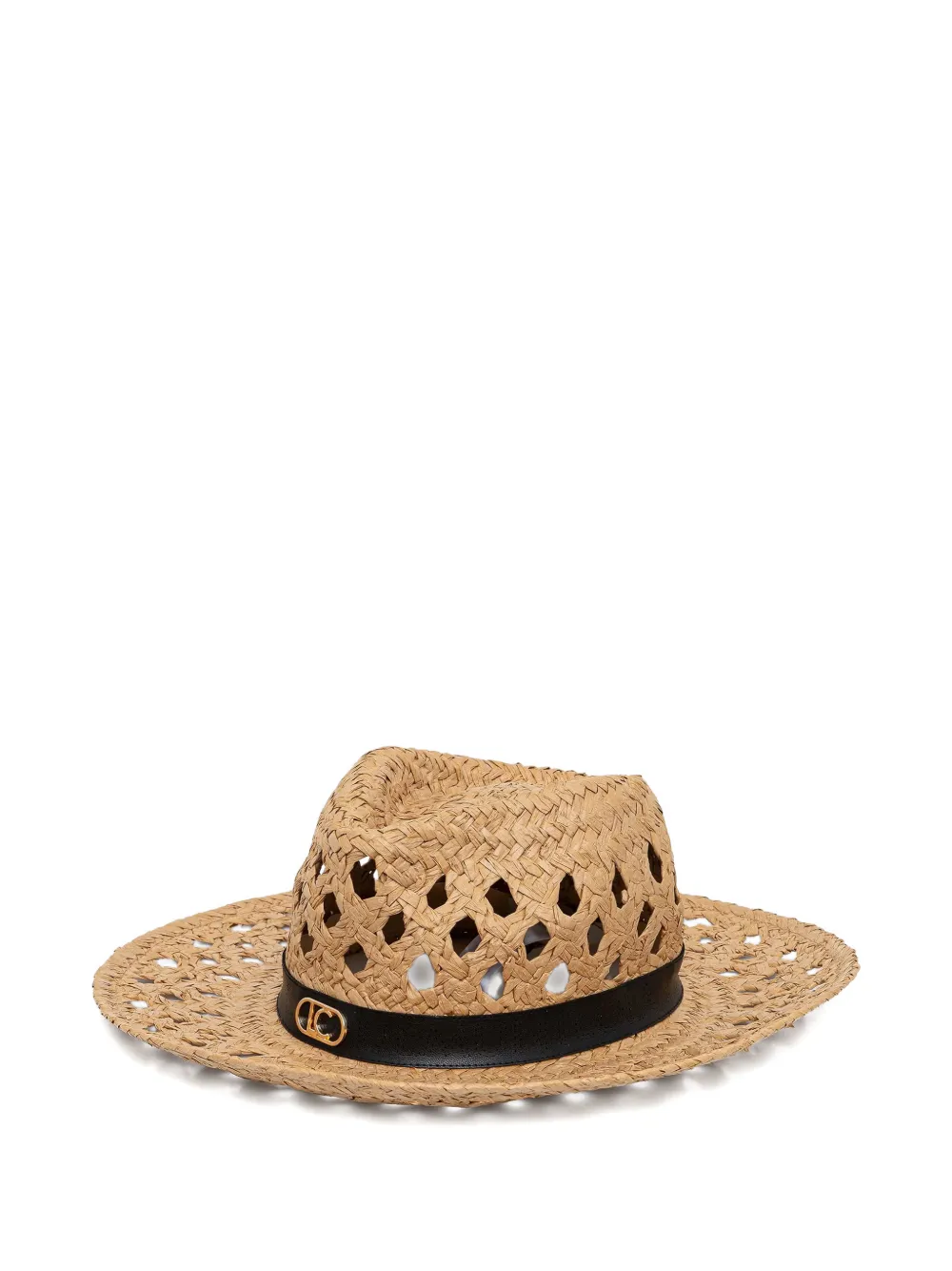 Lola Casademunt Perforated Woven Hat In Brown
