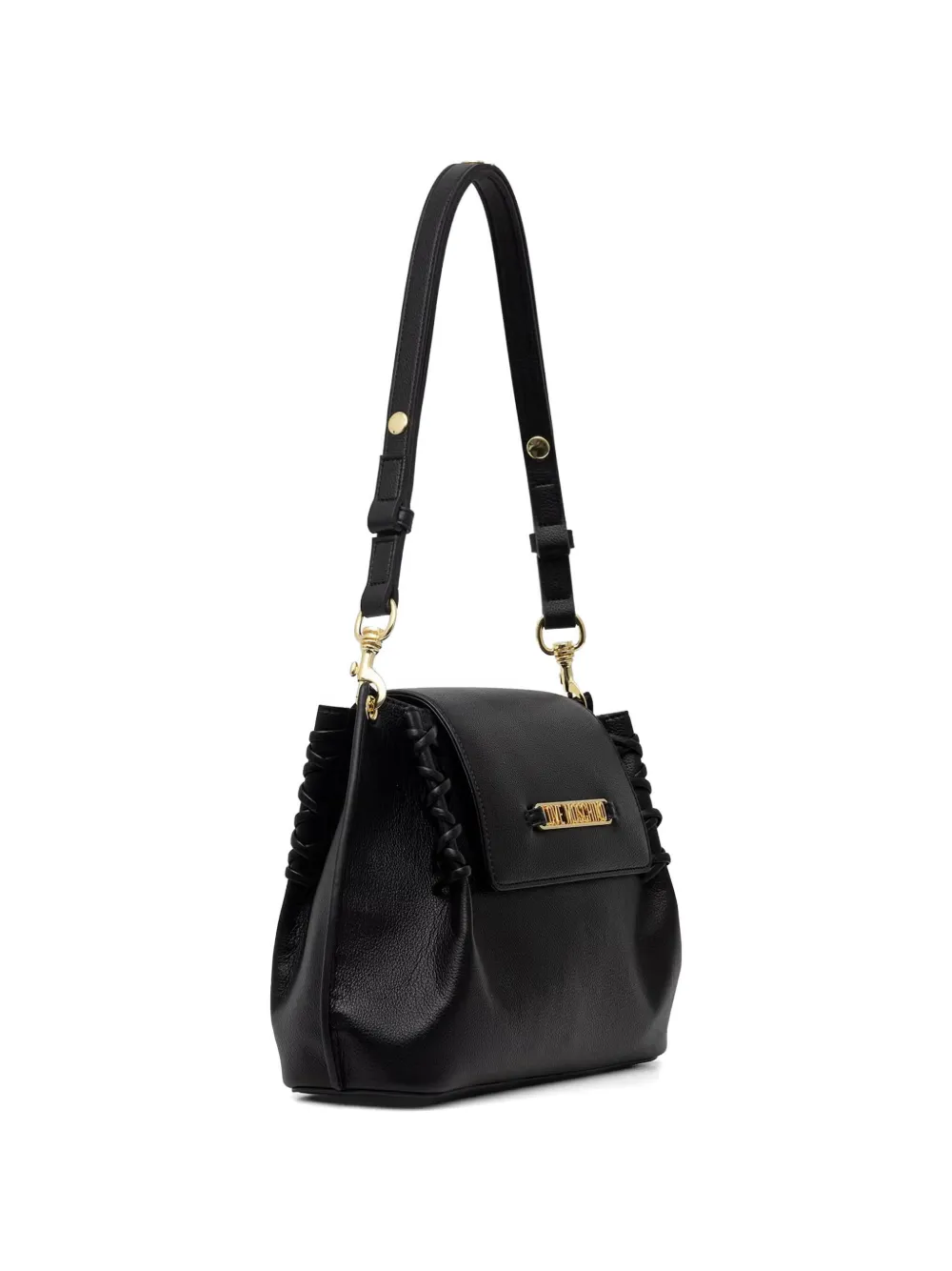 Love Moschino Schoudertas met logoplakkaat en stikseldetail Zwart
