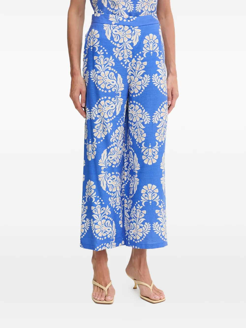 Lola Casademunt damask-print wide-leg trousers - Blu