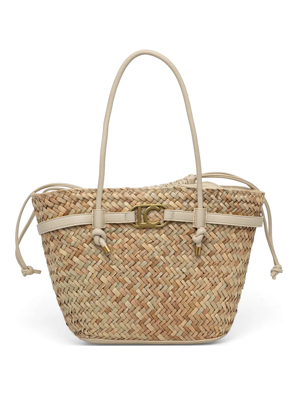 Lola Casademunt logo-plaque woven beach bag - Nude