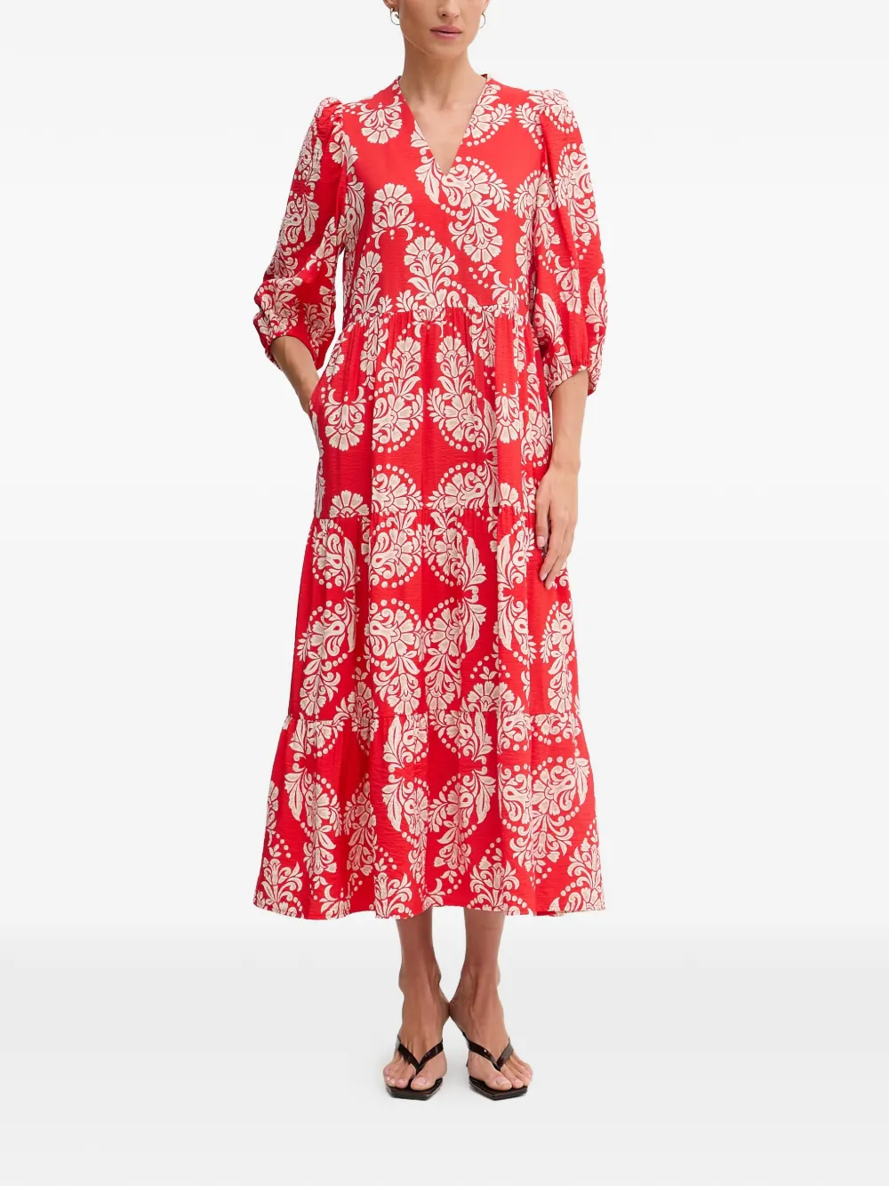 Lola Casademunt damask-print tiered midi dress