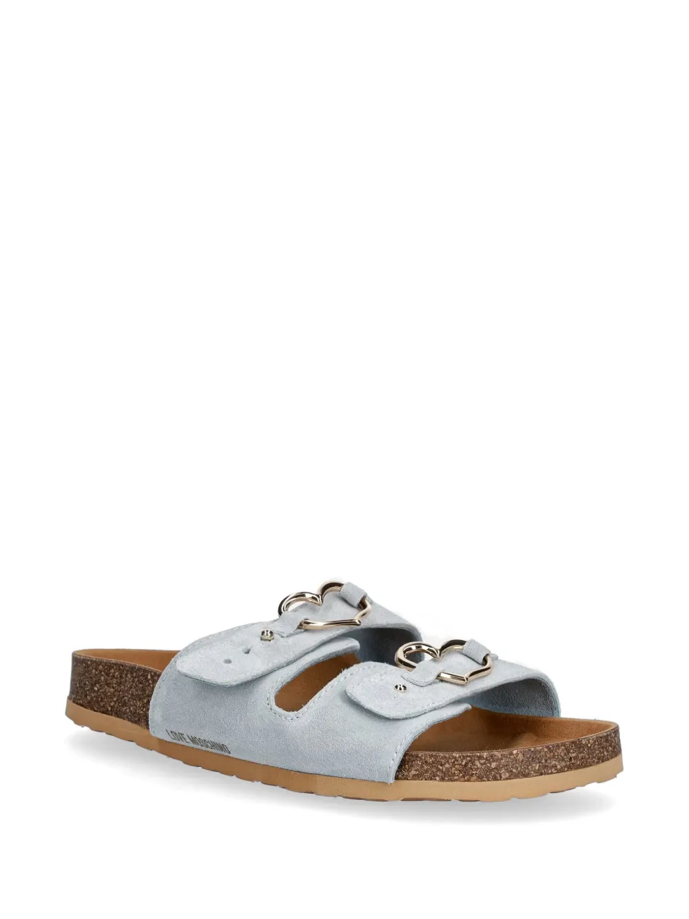 Love Moschino heart-buckle suede sandals Blauw