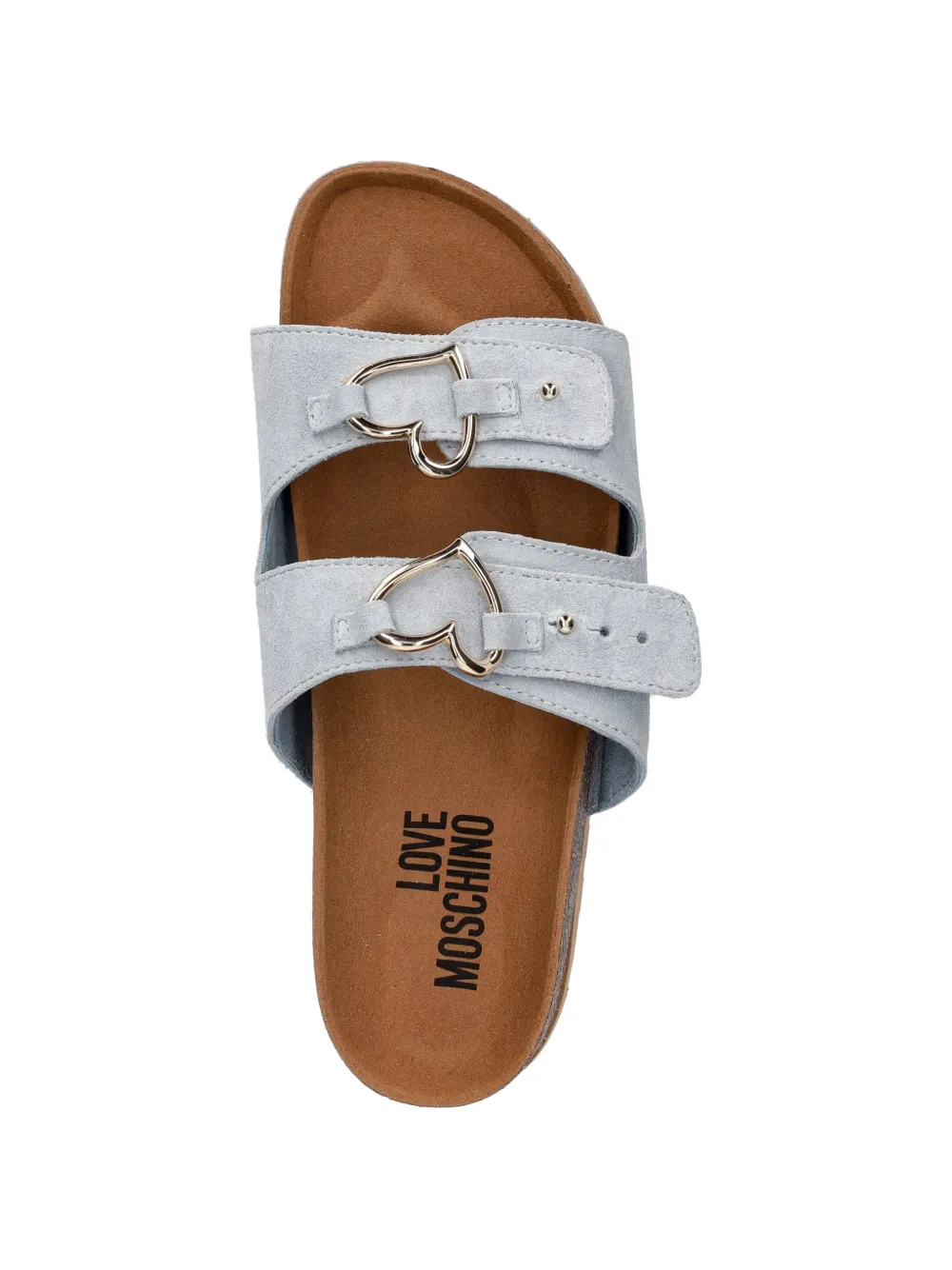 Love Moschino heart-buckle suede sandals Blauw