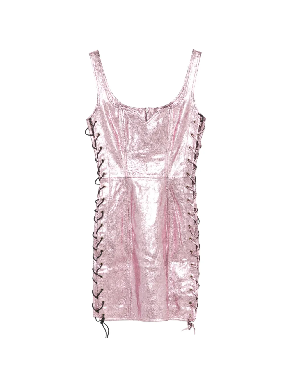 JEREMY SCOTT Pre-Owned 2010s lace-up leather mini dress - Pink