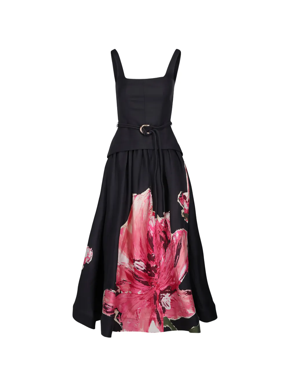 Acler floral-print belted maxi dress - Nero