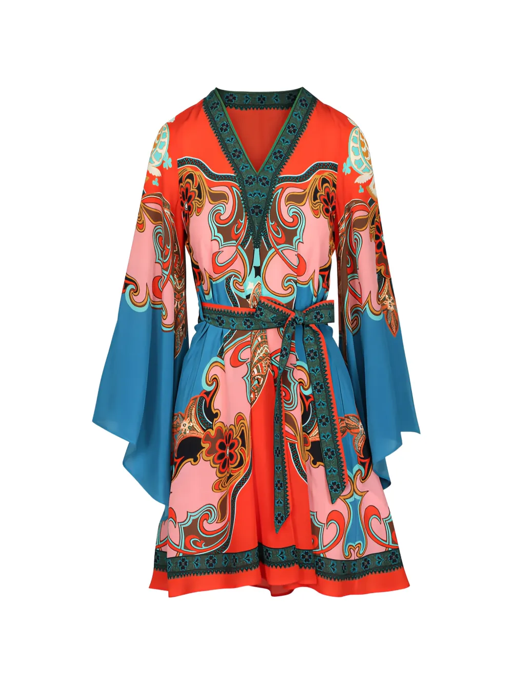 ETRO Abito corto con stampa paisley e cintura - Arancione