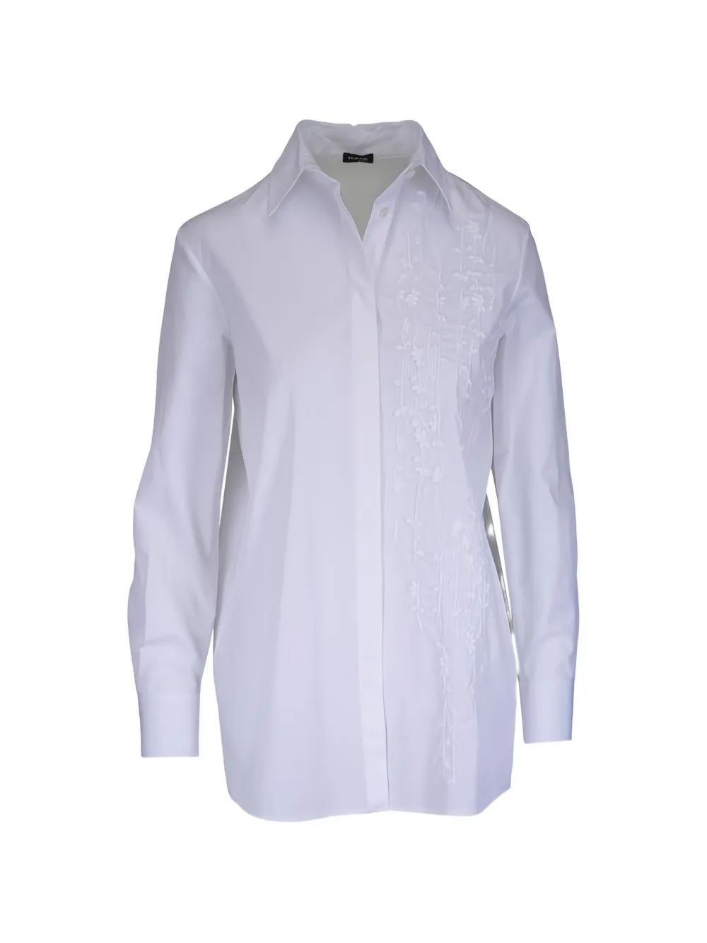 Kiton floral-embroidered box-pleat blouse - White
