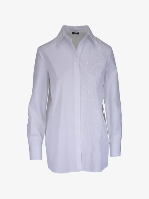 Kiton floral-embroidered box-pleat blouse