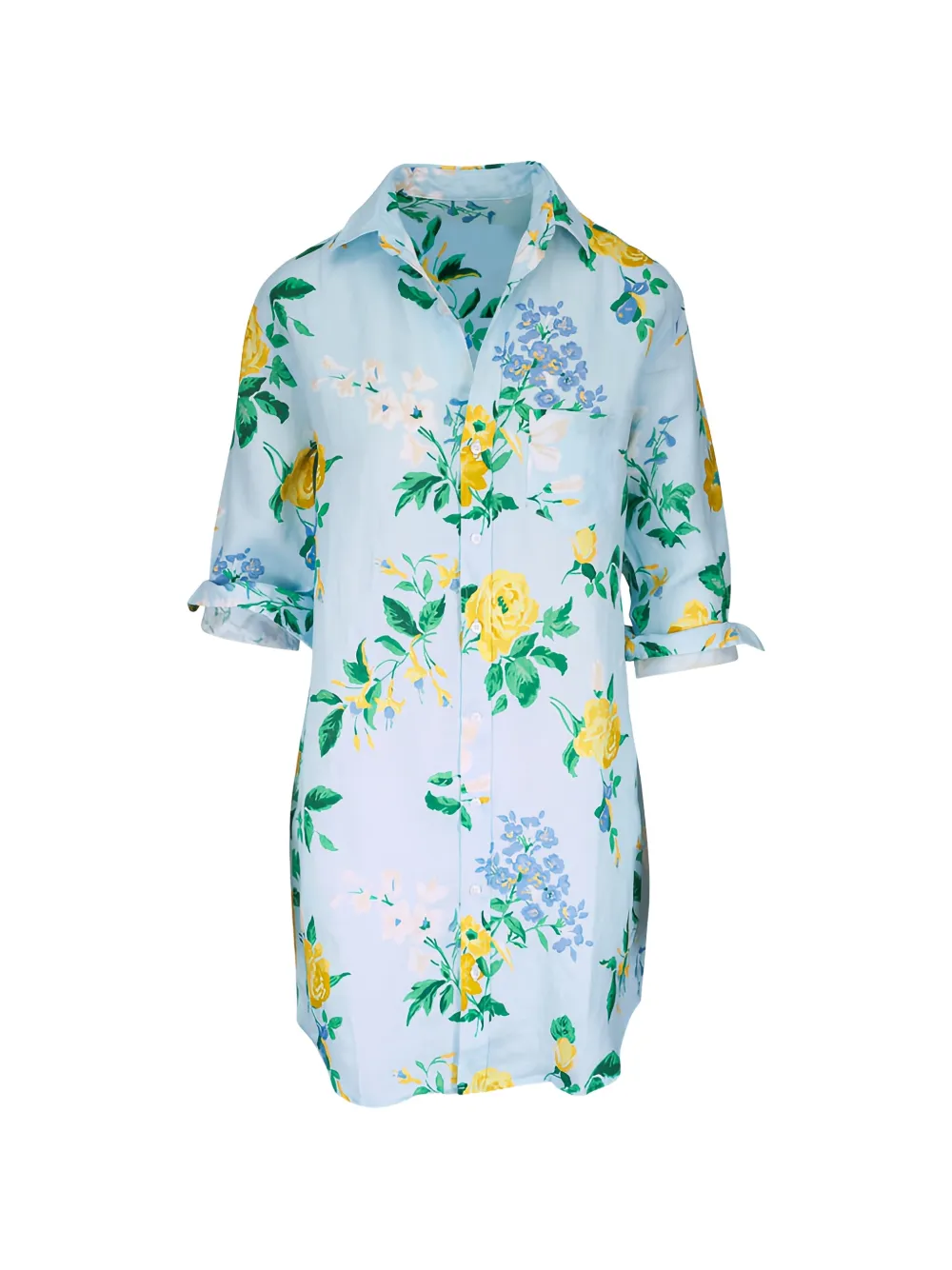 Frank & Eileen Mary floral-print shirt mini dress - Blu