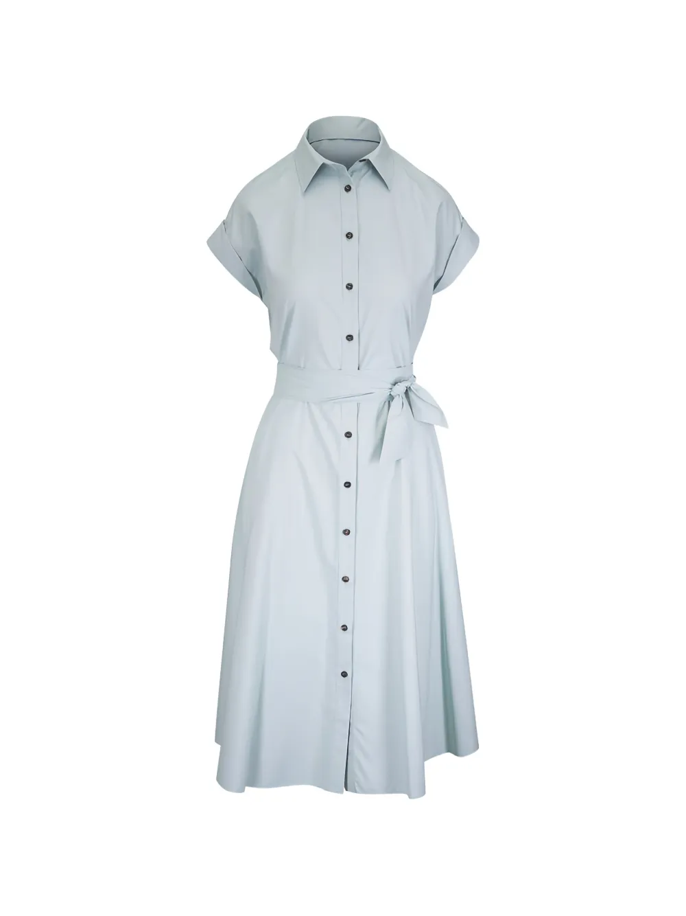 Kiton belted button-down midi dress - Verde
