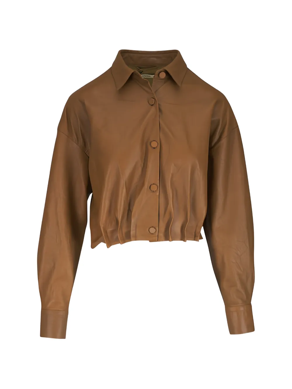 Odeeh pleated leather jacket - Marrone