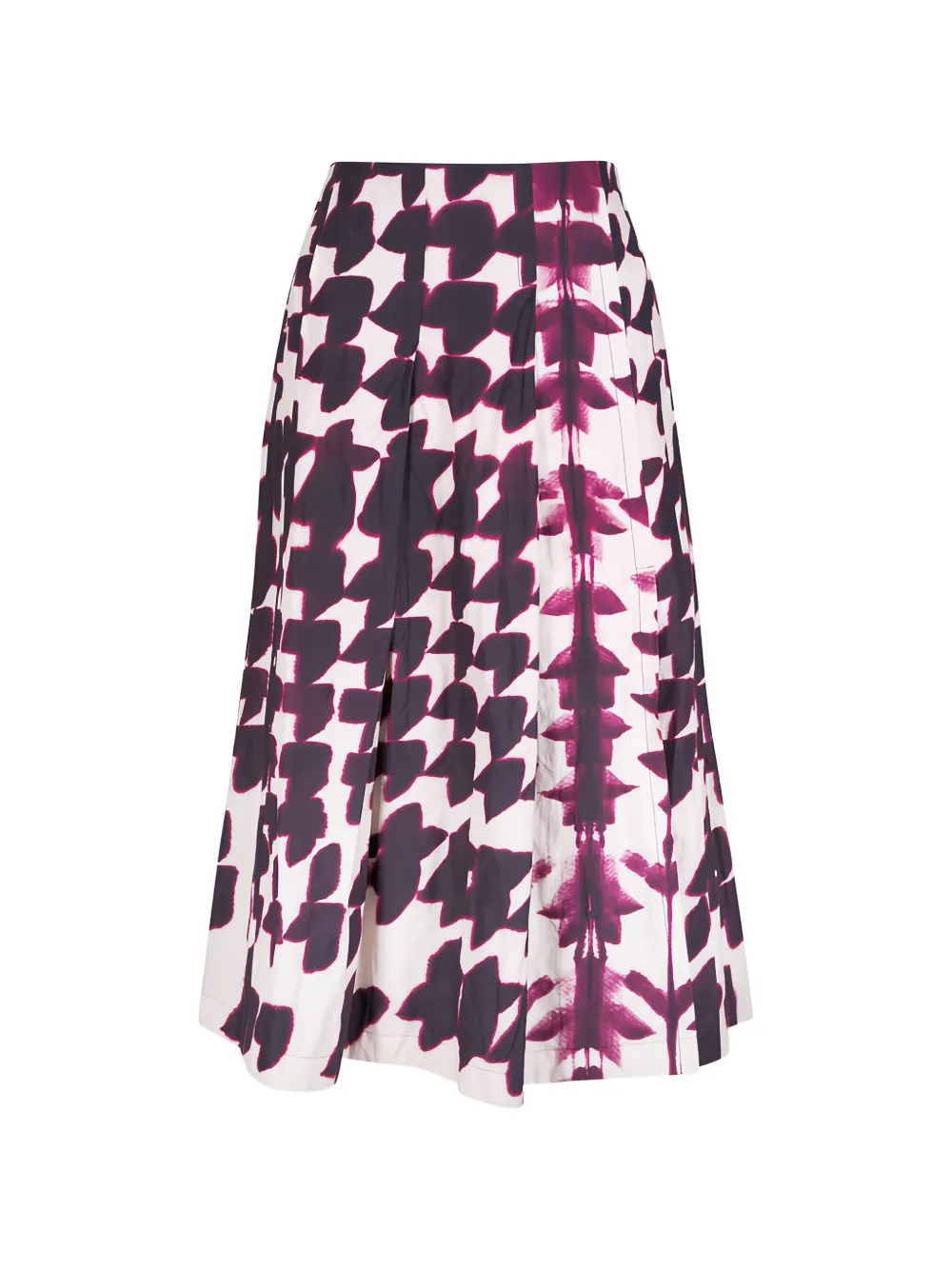 Odeeh abstract-print pleated skirt - Rosso