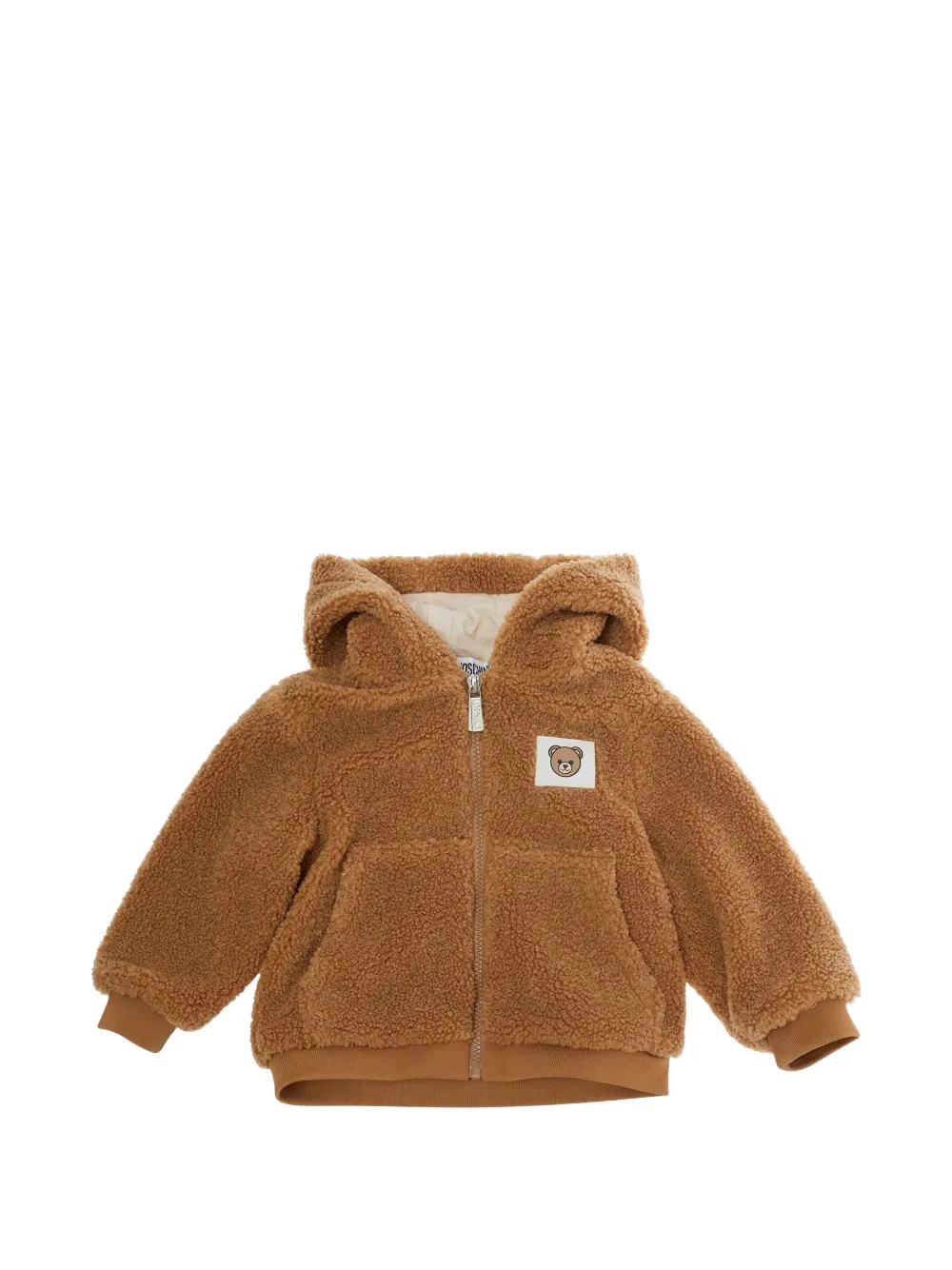 Moschino Kids Teddy Bear-patch hooded jacket - Marrone