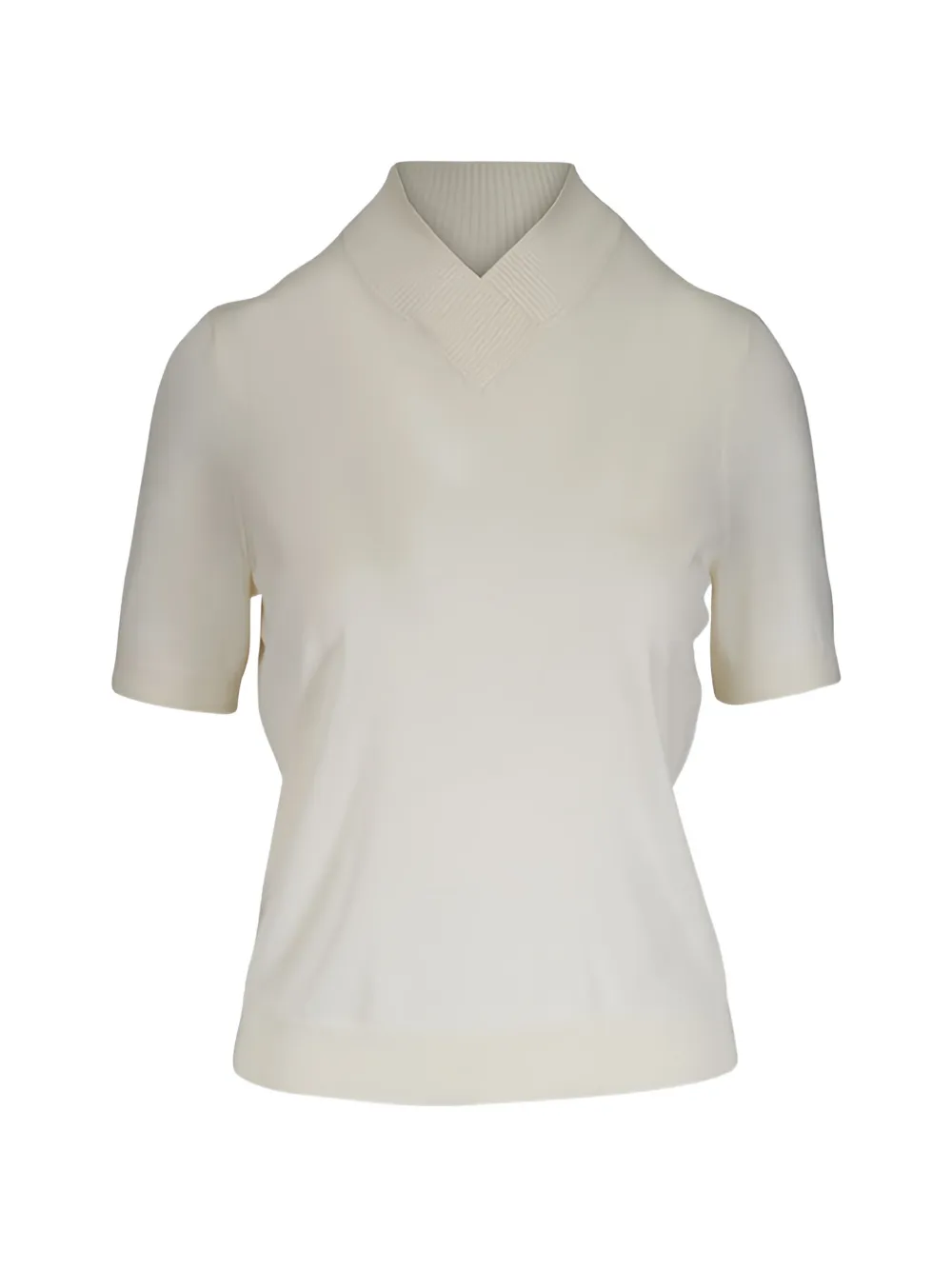 Lela Rose crossover-neck short-sleeve sweater - Toni neutri
