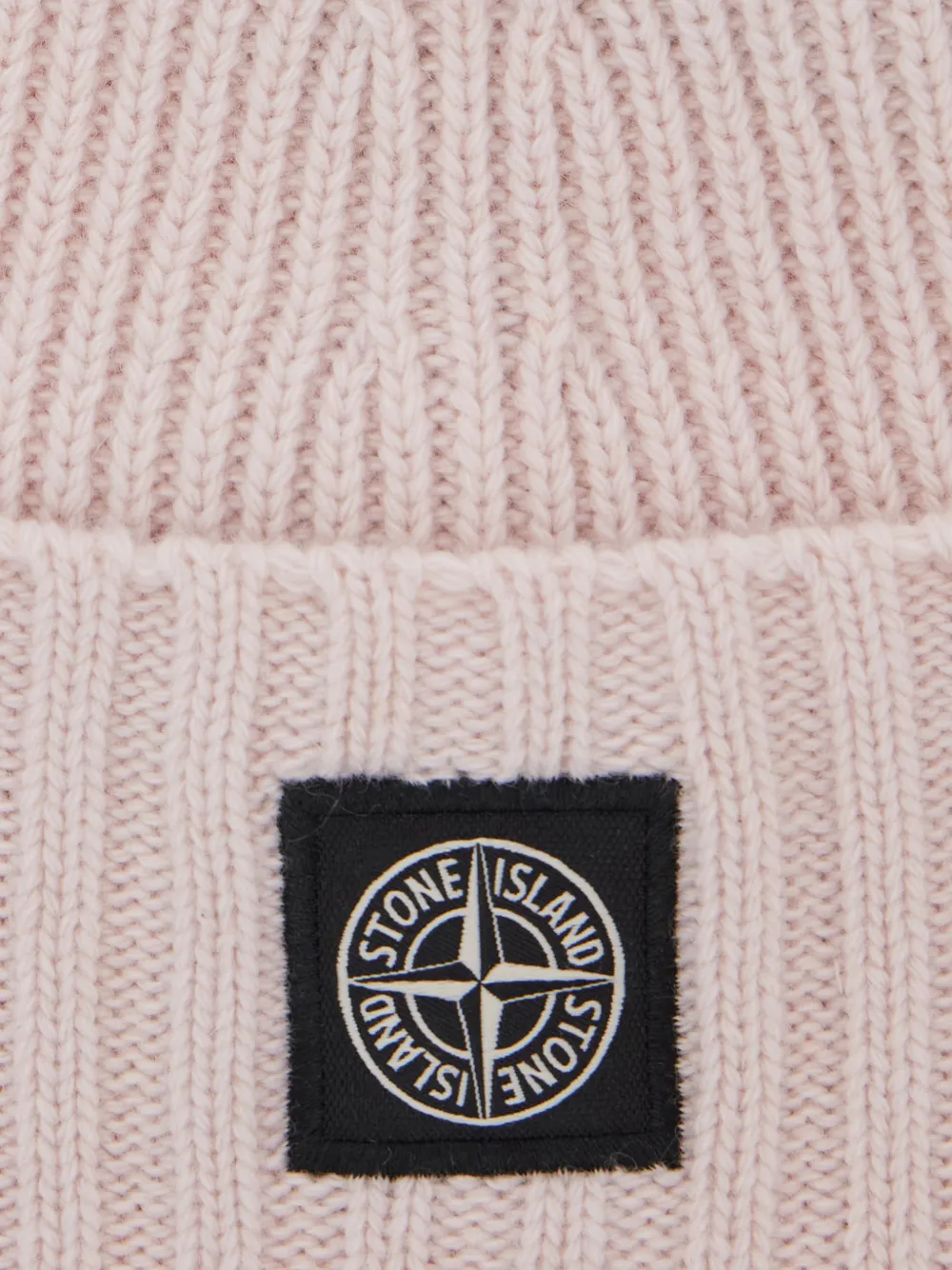 Stone Island Junior Ribgebreide muts met logo-patch Roze