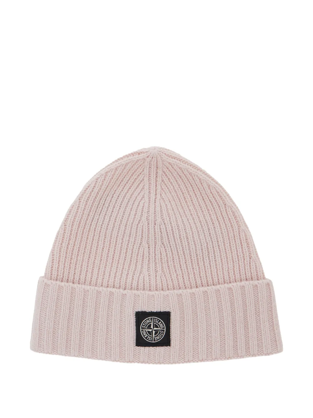 Stone Island Junior logo-patch ribbed-knit beanie hat - Rosa