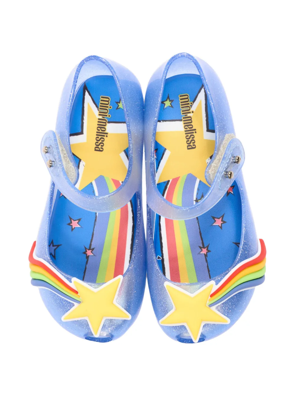 Mini Melissa glitter-detail rainbow ballet flats Blauw