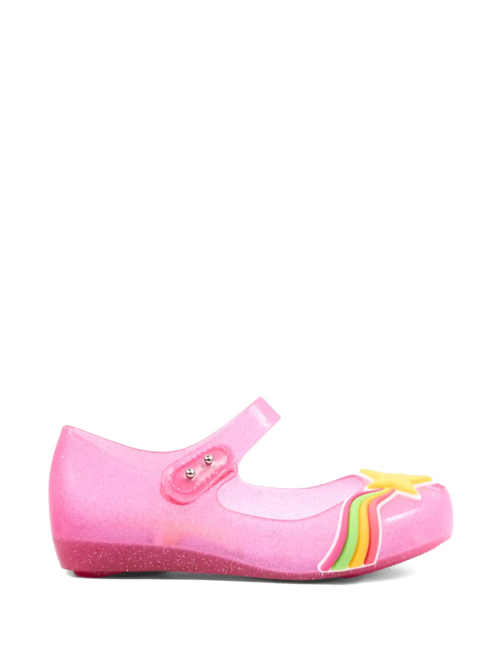 Mini Melissa glitter-effect star-patch ballet flats Roze