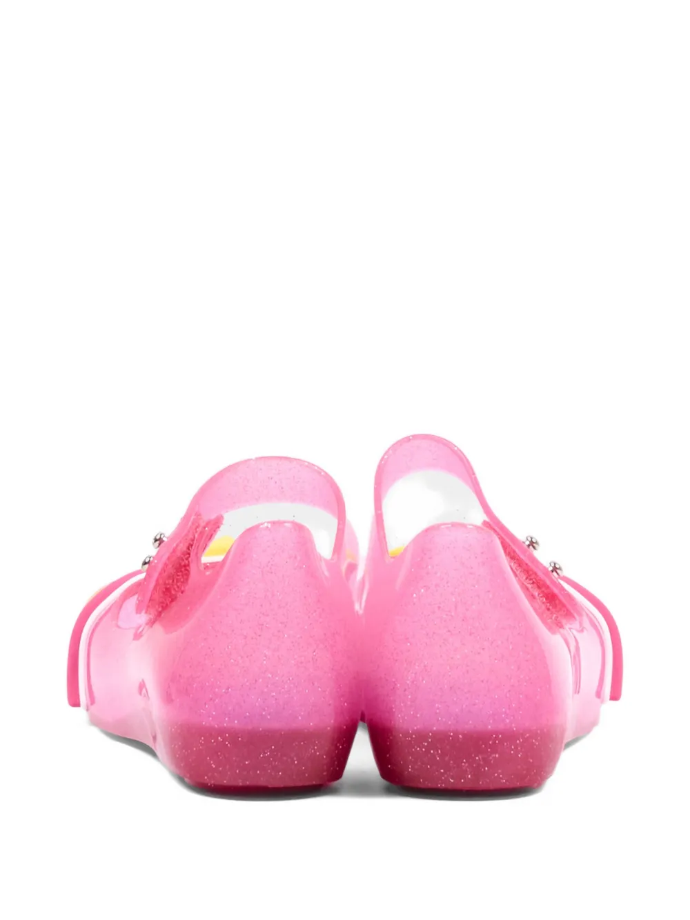 Mini Melissa glitter-effect star-patch ballet flats Roze