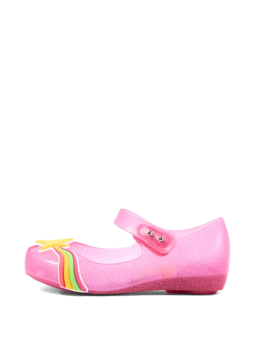 Mini Melissa glitter-effect star-patch ballet flats Roze