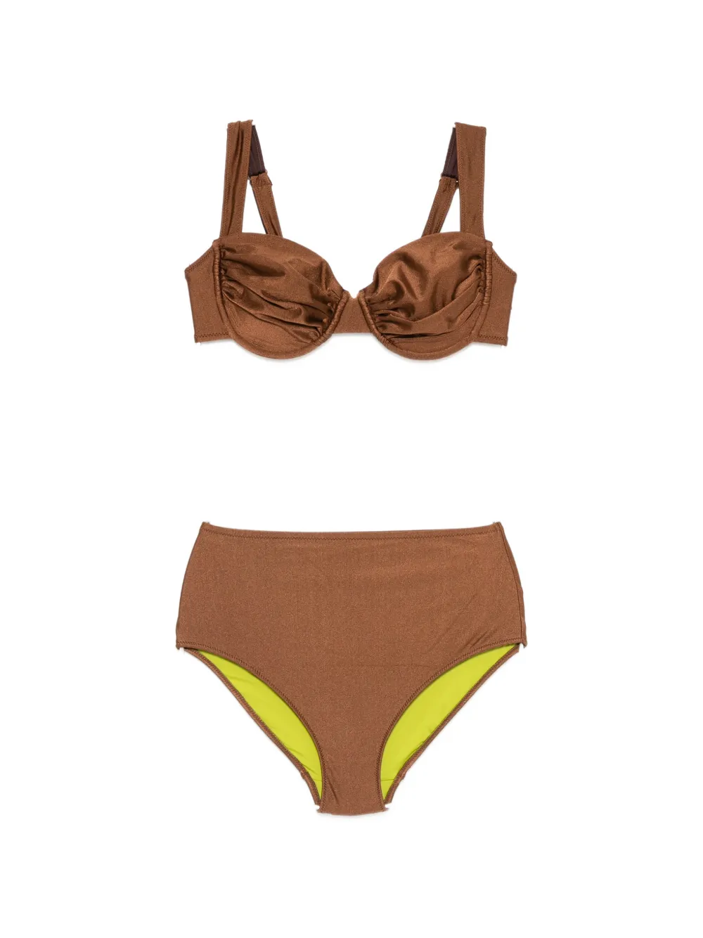 Daze Dayz Underwired Ruched Bikini In Brown