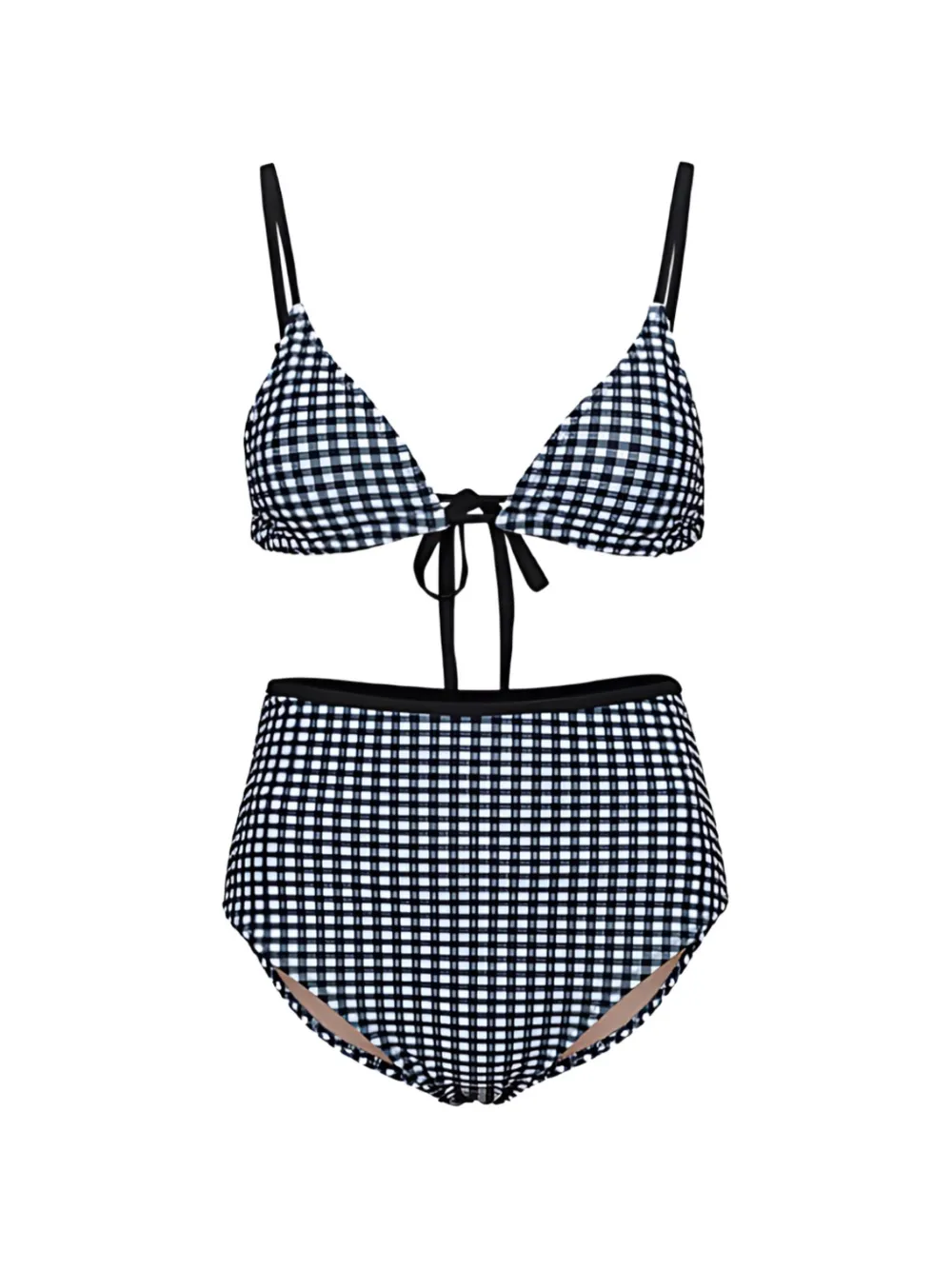 5PENING gingham high-waisted swimwear - Nero