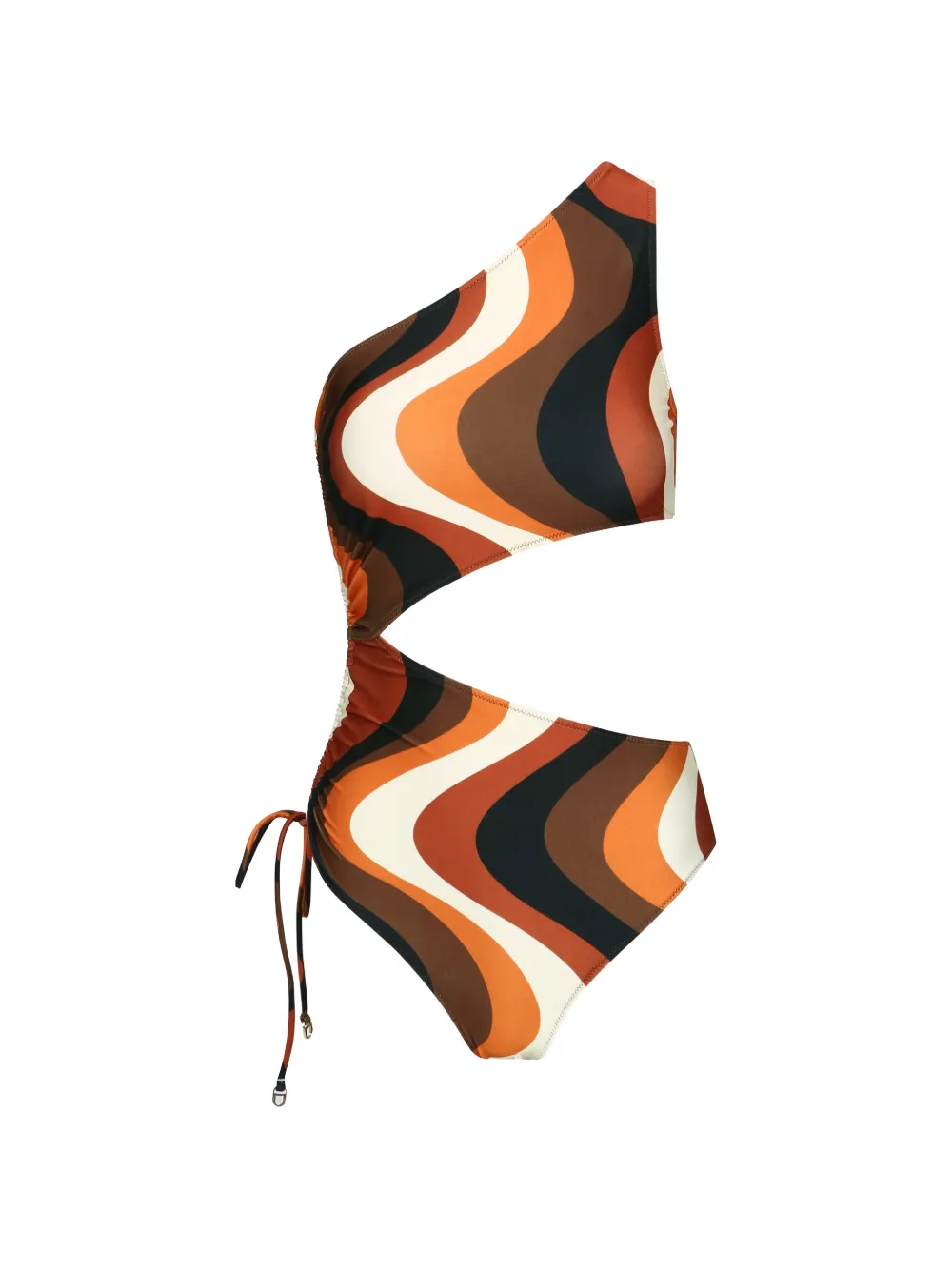DAZE DAYZ Sunset wave one-shoulder cutout swimsuit - Marrone