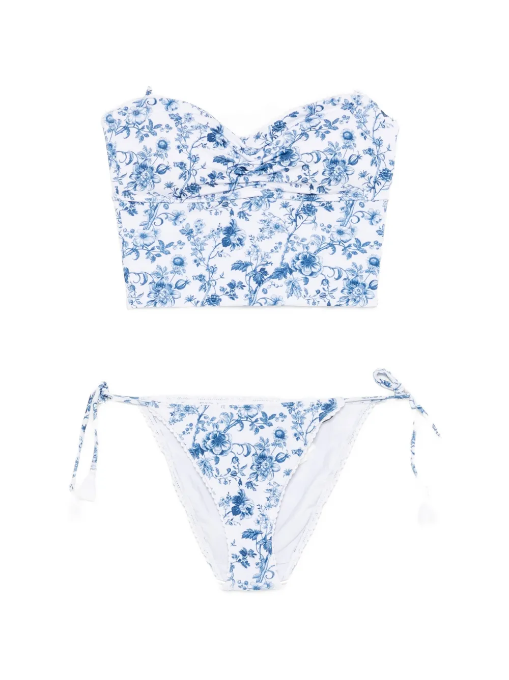 Daze Dayz Floral-print Bandeau Bikini In White