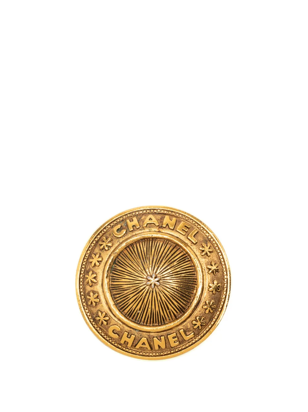 CHANEL Pre-Owned 1970-1980 Gold Plated Round Brooch costume brooch - Oro