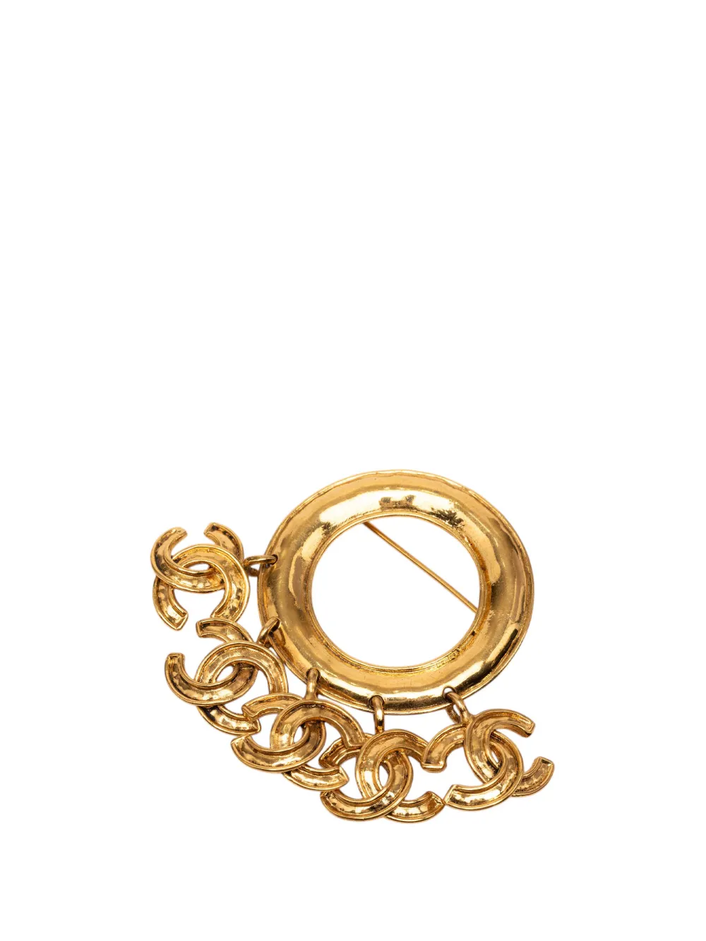 CHANEL Pre-Owned 1994 CC Gold Plated Five Charm Ring Brooch costume brooch - Oro