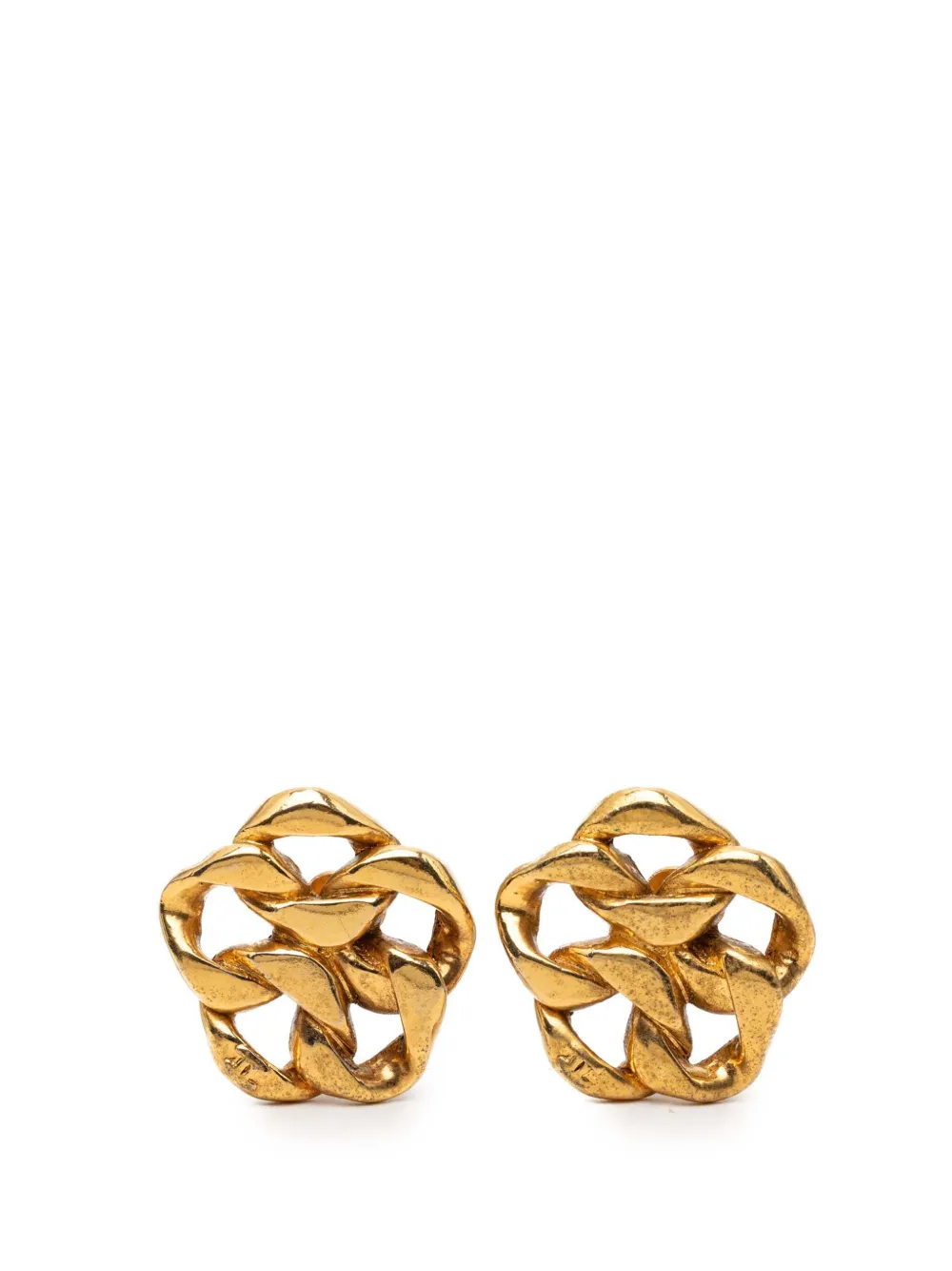 CHANEL Pre-Owned 1980-1990 Gold Plated Chain Link Clip On Earrings costume earrings - Oro