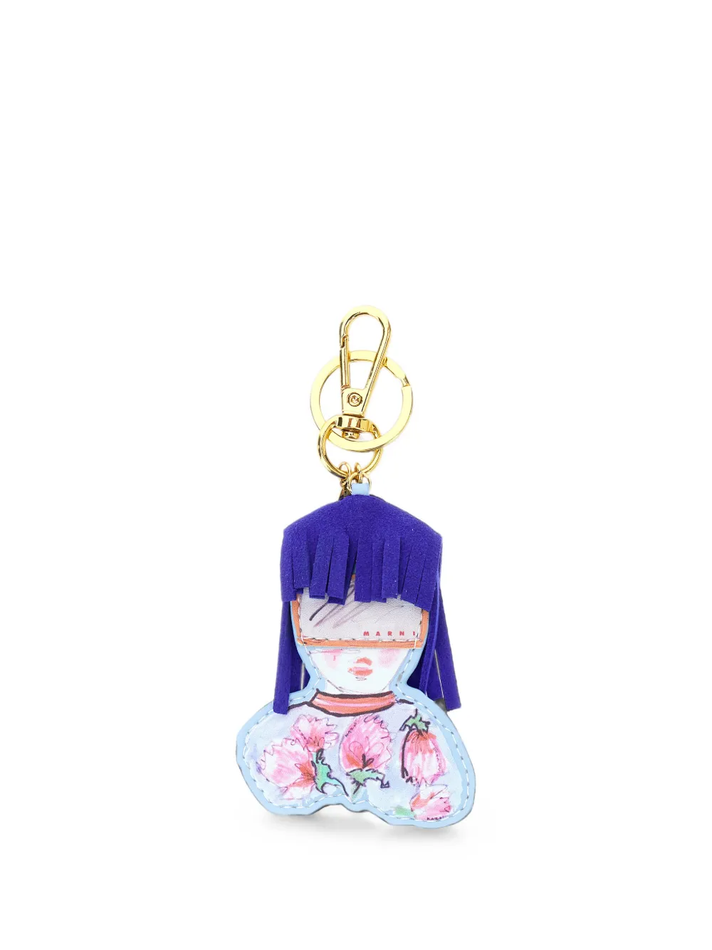 Marni Kids fringe-detail graphic-print bag charm - Blu