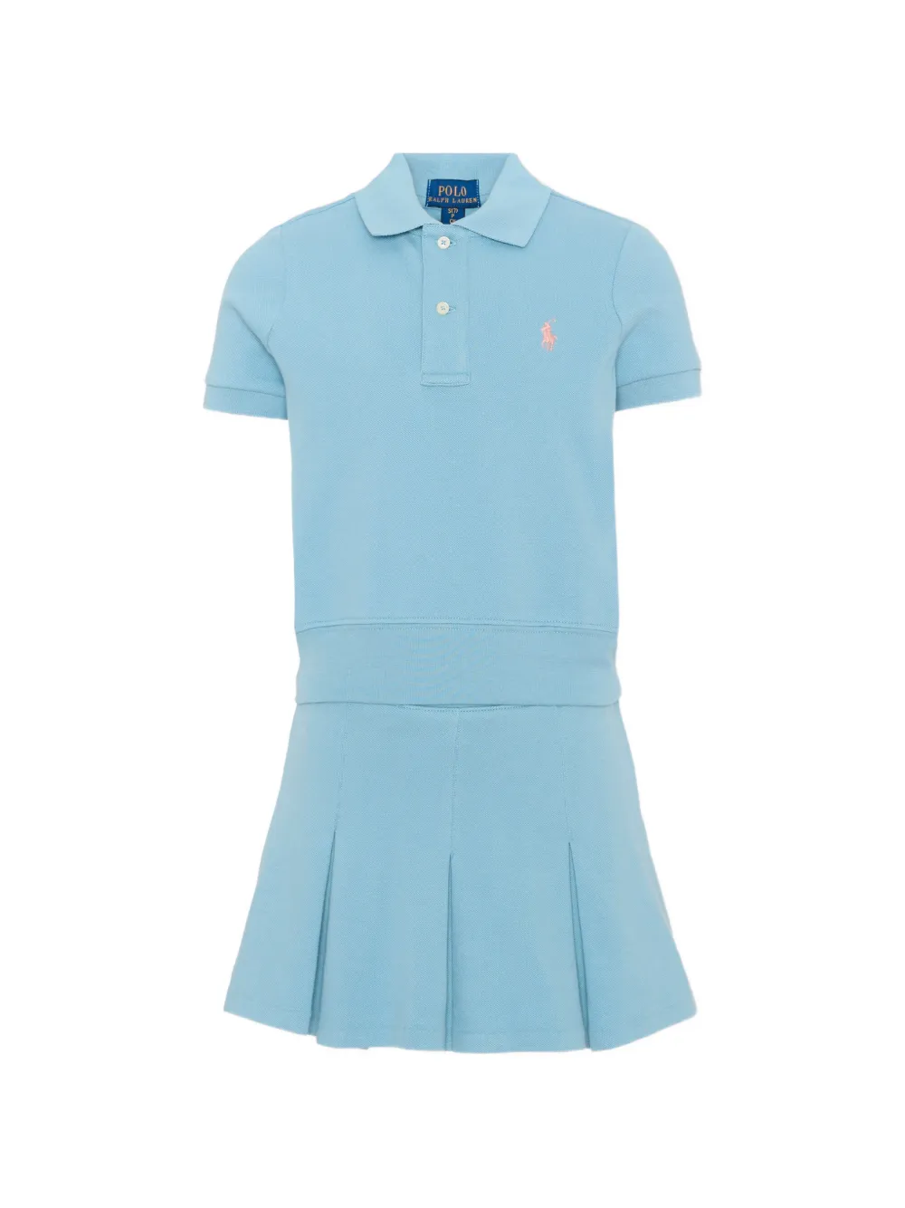 POLO RALPH LAUREN KIDS pleated piqué mini dress - Blue