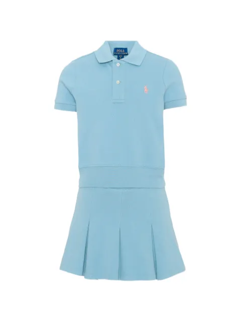 POLO RALPH LAUREN KIDS pleated piqué mini dress