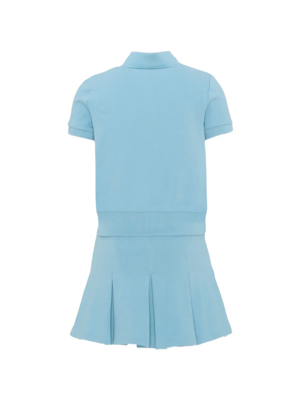 POLO RALPH LAUREN KIDS Geplooide piqué mini-jurk Blauw