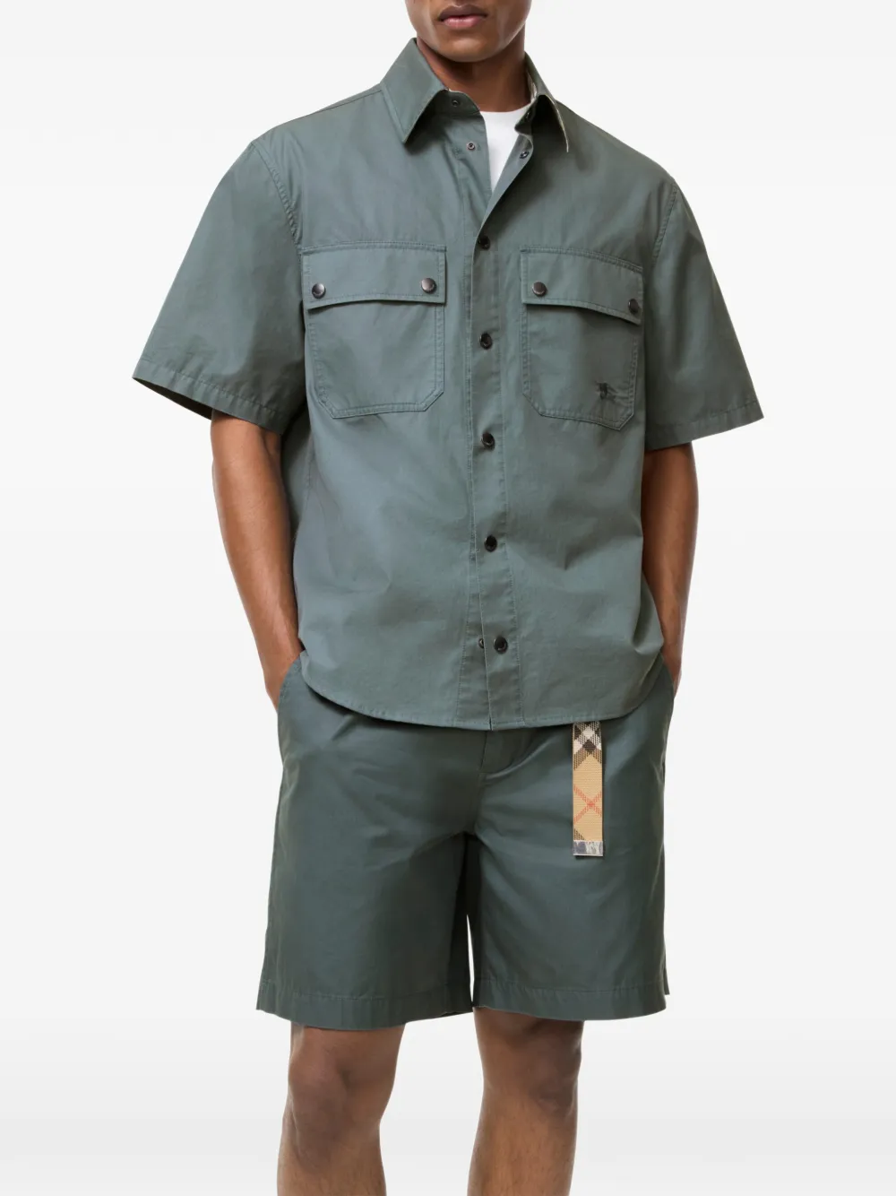 Burberry Ruimvallend gabardine overhemd Groen